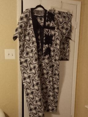 Black & White Swirl Maxi Dress with Contrast Trim